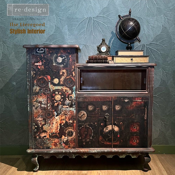 Carta da Découpage "Aged Machinery Elegance" in Carta di Riso 59x84 cm