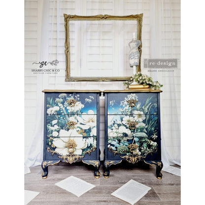 Carta da Découpage "Contrast of Night and Petal" in Carta di Riso 59x84 cm