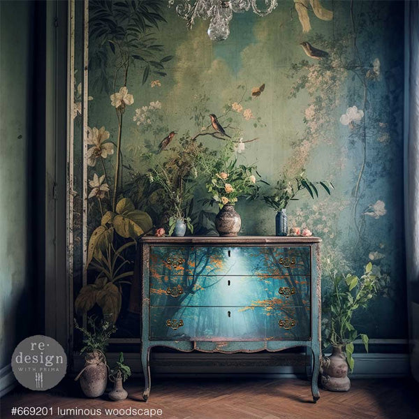 Carta da Découpage "Luminous Woodscape" in Carta di Riso 59x84 cm