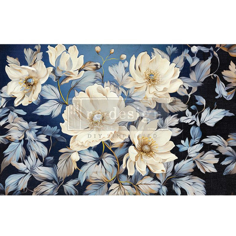 Carta da Découpage "Cerulean Blooms I" in Tessuto 59x84 cm