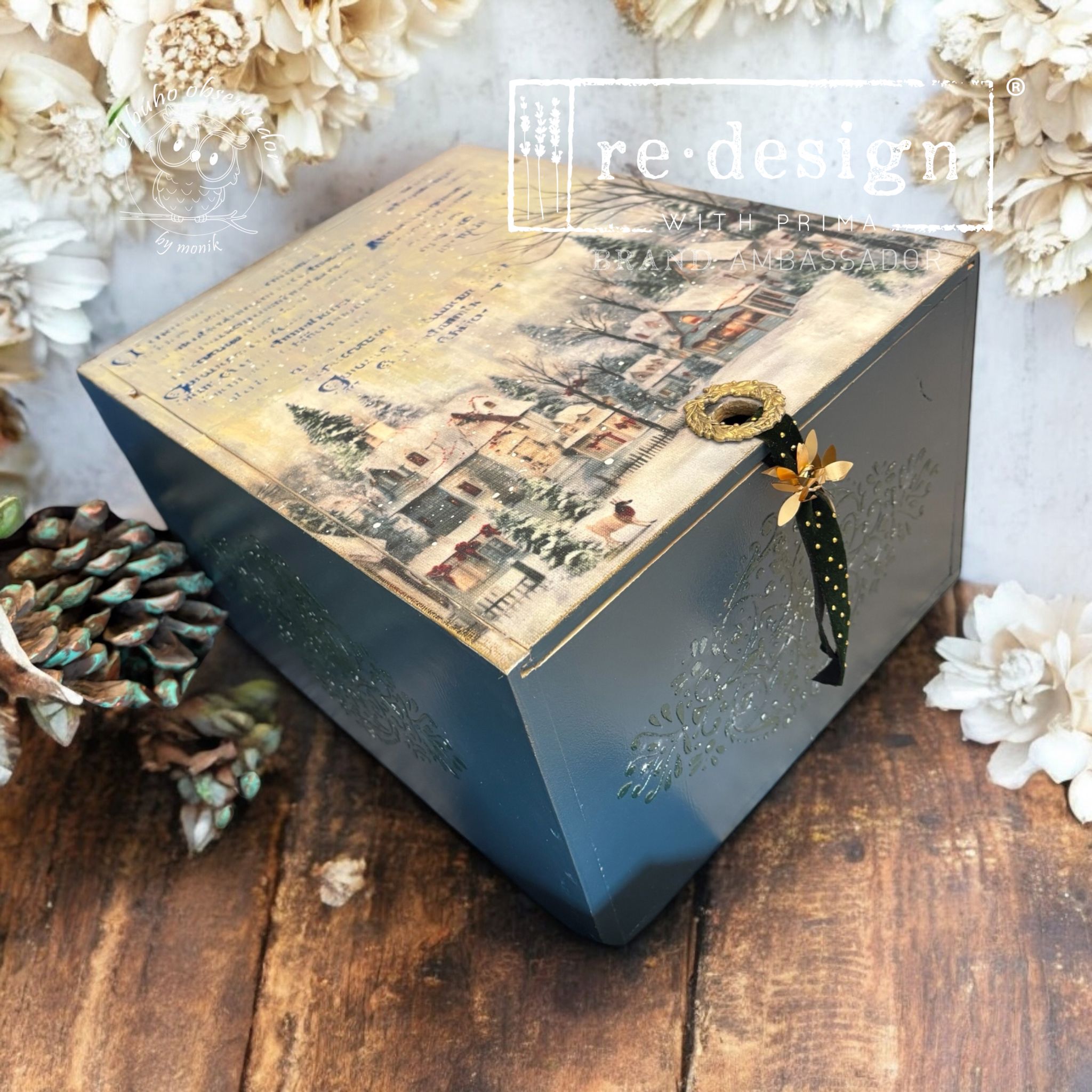 Carta da Découpage Fiber Paper "Silent Night Snow Village" - 3 fogli A3