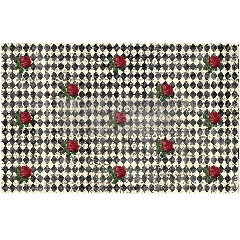 Carta da Découpage "Queen’s Court of Roses" in Tessuto Formato 49.5x76cm