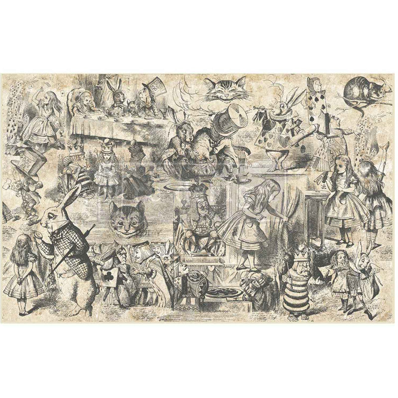 Carta da Découpage "Dreaming in Wonderland" in Tessuto Formato 49.5x76cm