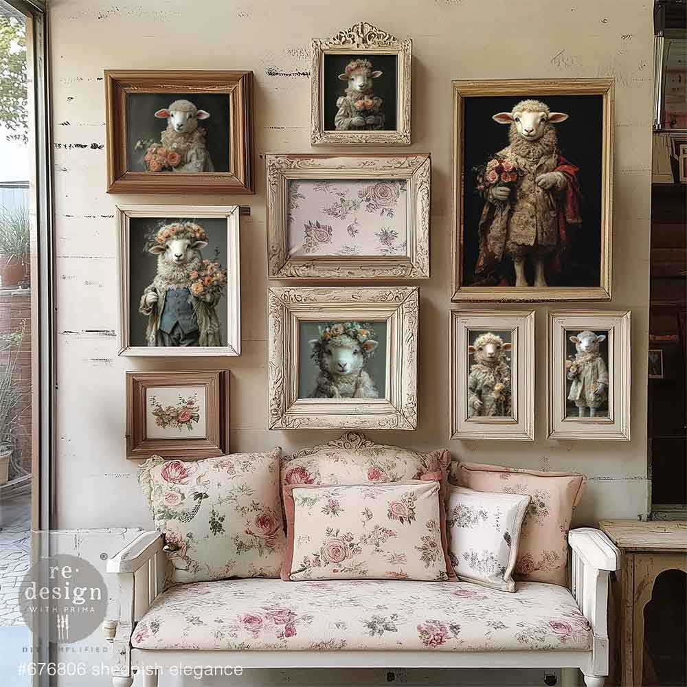 Carta da Découpage Fiber Pack - Sheepish Elegance 3 fogli A3