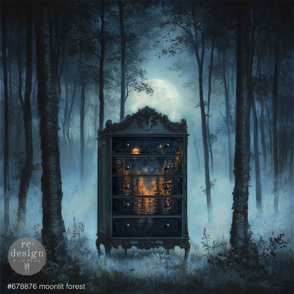 Carta da Decoupage Fiber “Moonlit Forest" 1 foglio A1