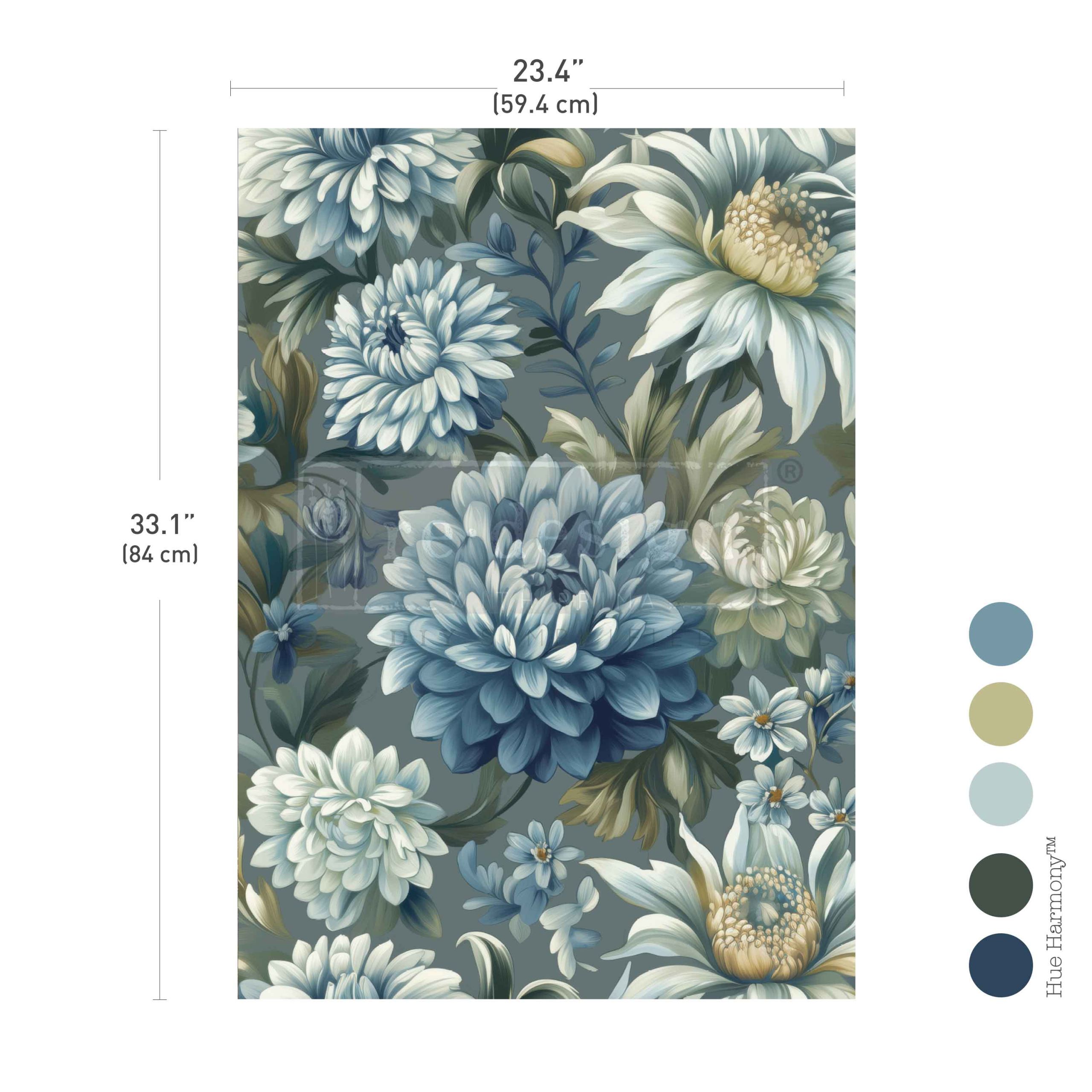 Carta da Decoupage Fiber “Mystic Blue Florals” 1 foglio A1