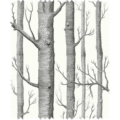 TESSUTO "Woods Linen Union Black on White" - The Contemporary - Cole & Son