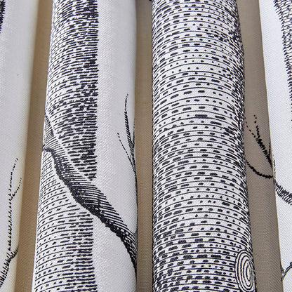 TESSUTO "Woods Linen Union Black on White" - The Contemporary - Cole & Son