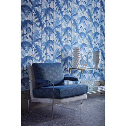 TESSUTO "Feather Fan Jacquard Hyacinth on Charcoal" - The Contemporary - Cole & Son