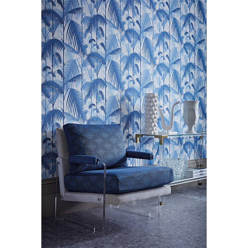 TESSUTO "Feather Fan Jacquard Hyacinth on Charcoal" - The Contemporary - Cole & Son