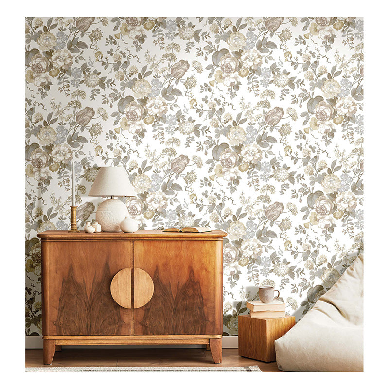 Carta da parati "Bouquet fleuri Beige", a metraggio o rotolo