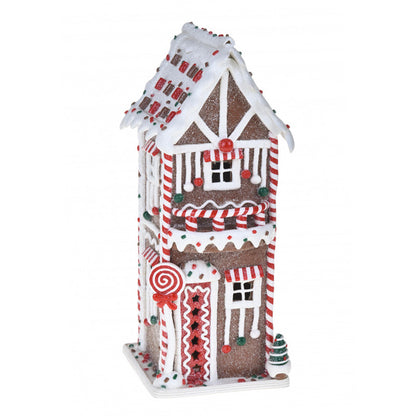 Decorazione casetta con luci led “Terrtetto Ginger Bread”, 37cm Brandani