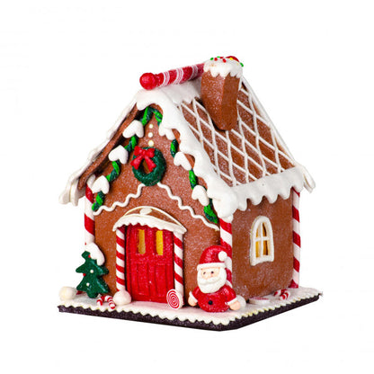 Decorazione casetta con luci led “Depandance Ginger Bread”, 16cm Brandani