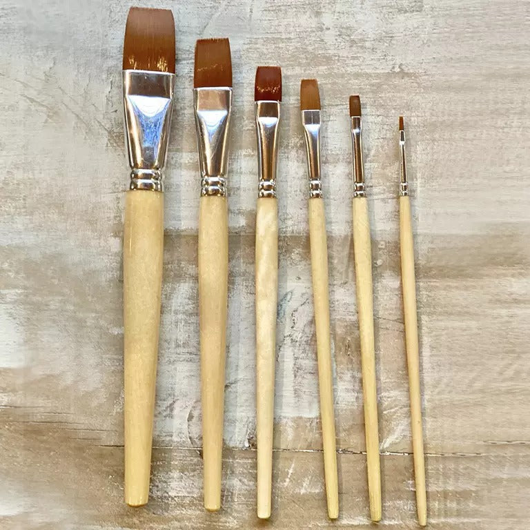 Set pennellini per decorazioni - Punta Piatta, 6 pezzi