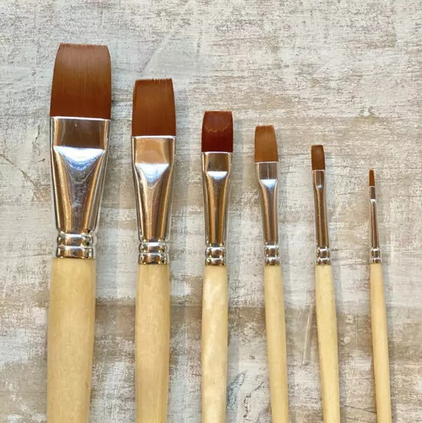 Set pennellini per decorazioni - Punta Piatta, 6 pezzi