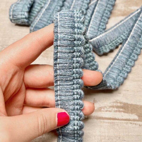 Bordo "Soffice Azzurro Polvere" Passamaneria Italiana - 2,5 cm