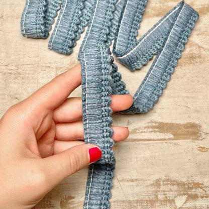 Bordo "Soffice Azzurro Polvere" Passamaneria Italiana - 2,5 cm