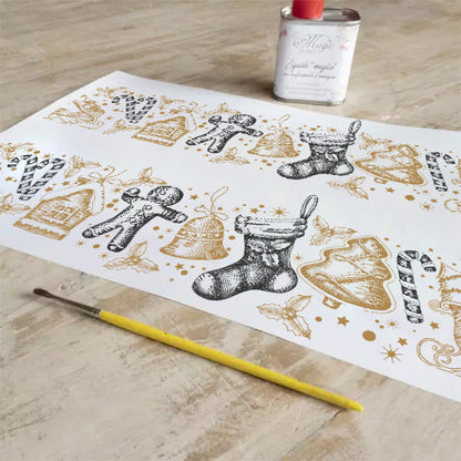 Stampa Trasferibile "NATALE, Bordo delle Feste" 28x40 cm