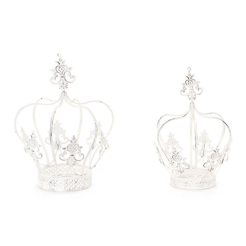 Set di Porta candele "Coroncine Damasco", in metallo