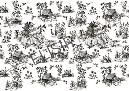 Stampa Trasferibile "TOILE DE JOUY, CHINOISERIE" 28x40 cm