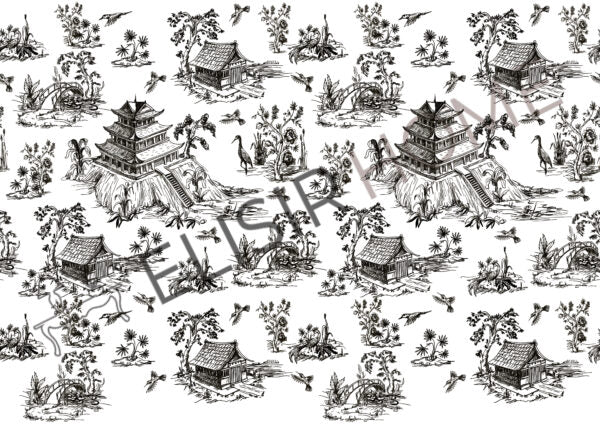 Stampa Trasferibile "TOILE DE JOUY, CHINOISERIE" 28x40 cm