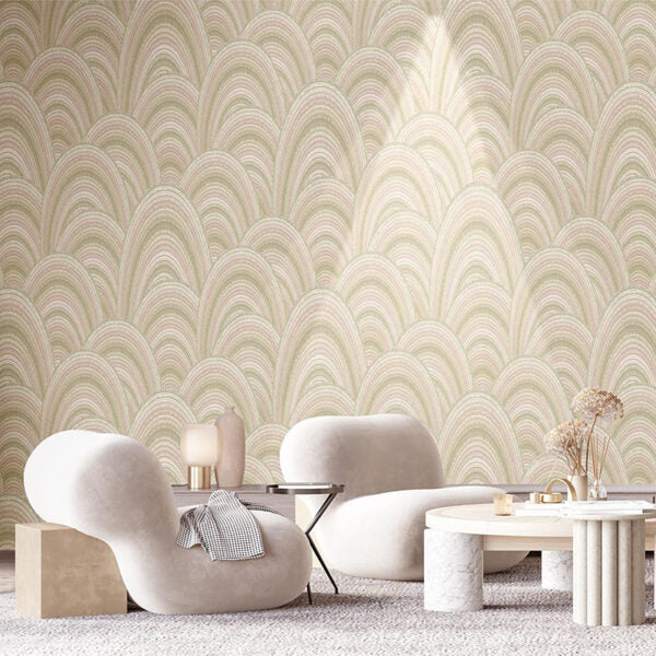 Tapete „Kreisförmige Harmonien Rosè“, nach Meter oder Rolle