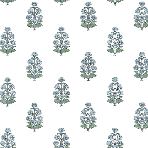 Carta da Parati “Audrey Bianco e Azzurro” Boxwood | THIBAUT