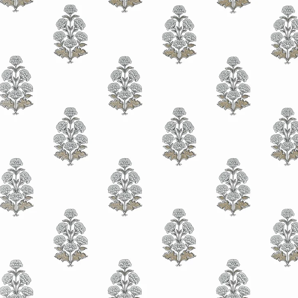 Carta da Parati “Audrey Bianco e Grigio” Boxwood | THIBAUT