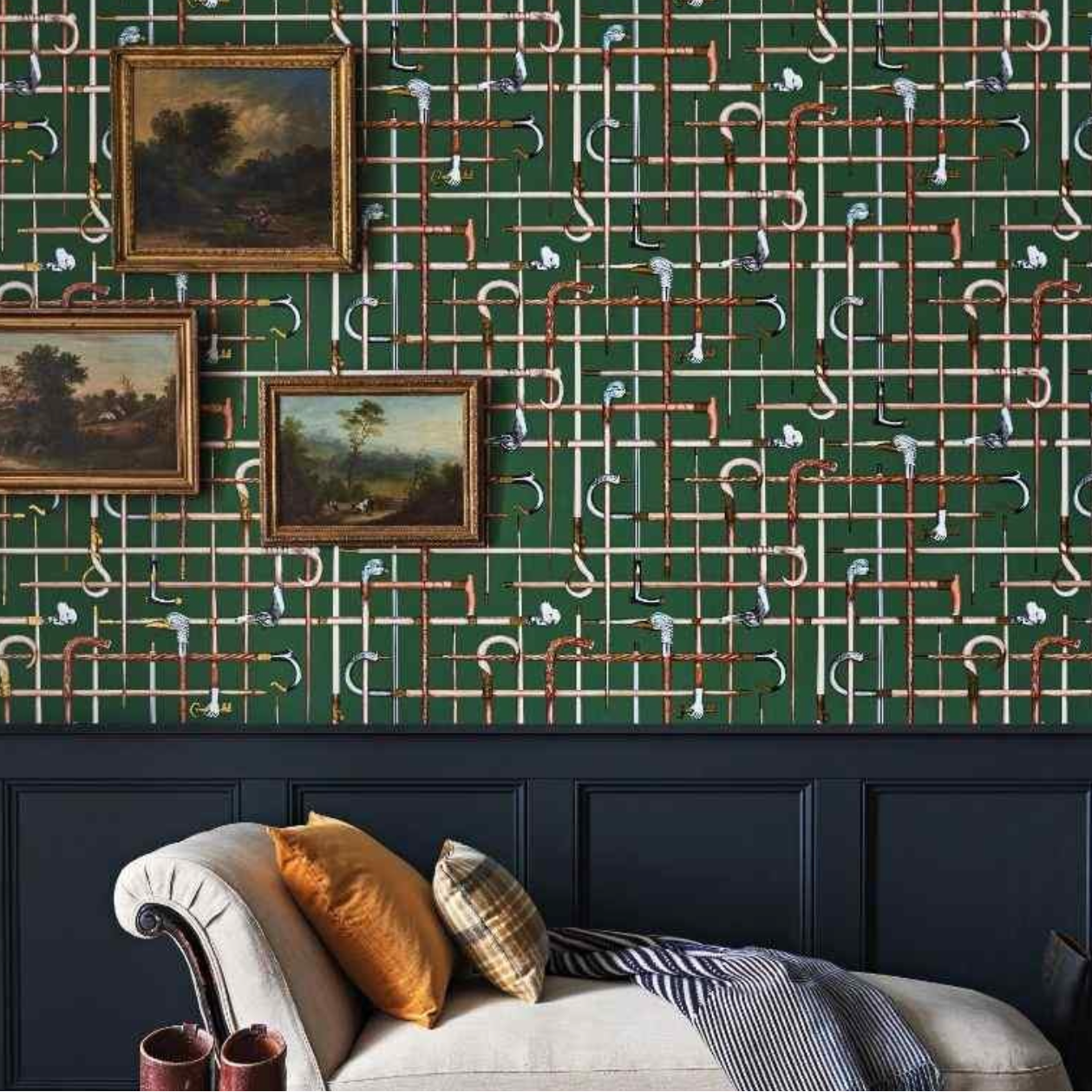 Carta da Parati "Bastoni verde" Fornasetti | COLE & SON