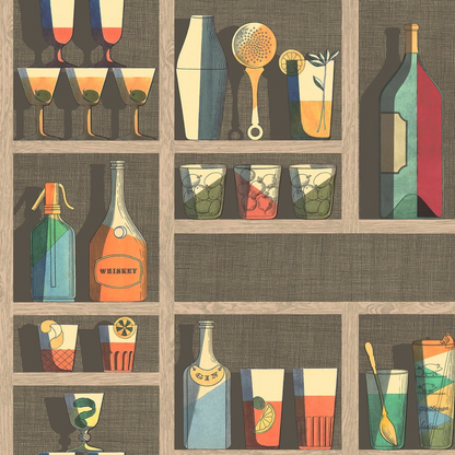 Carta da Parati "Cocktails multicolor" Fornasetti | COLE & SON