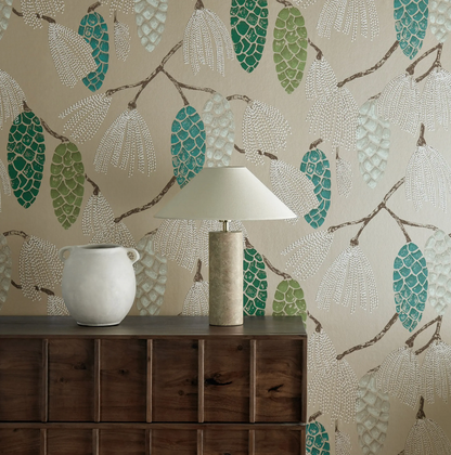 Papier peint « HERBE ADHÉSIVE AQUAMARINE » | HARLEQUIN