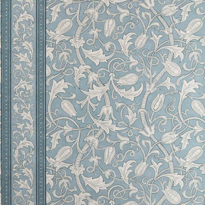 Carta da Parati "Etched Scrolling Tulip Azzurra" MORRIS & CO. | THE HUNTINGTON