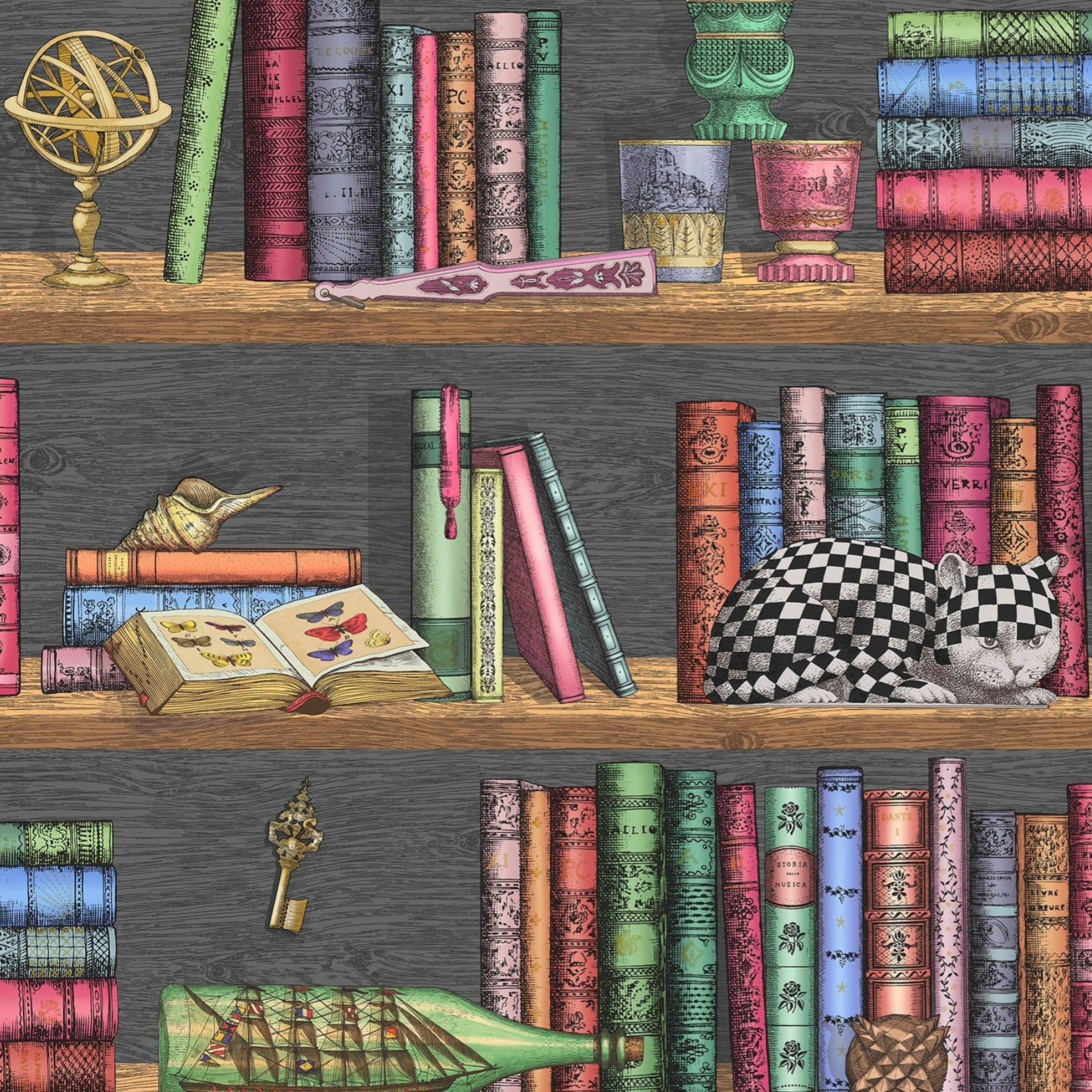 Carta da Parati "Libreria multicolor" Fornasetti | COLE & SON