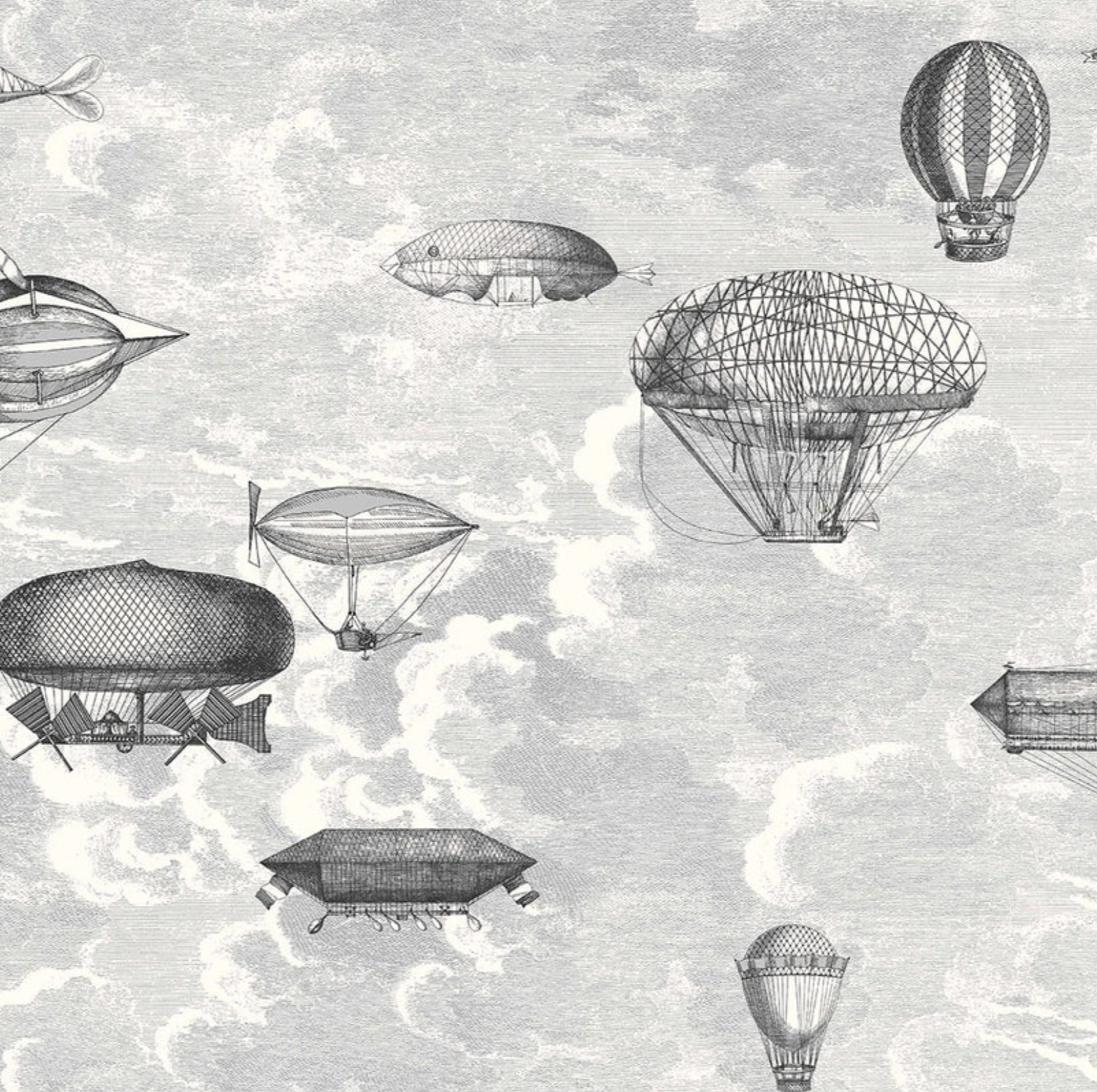 Carta da Parati "Macchine volanti grigia" (2 rotoli) Fornasetti | COLE & SON