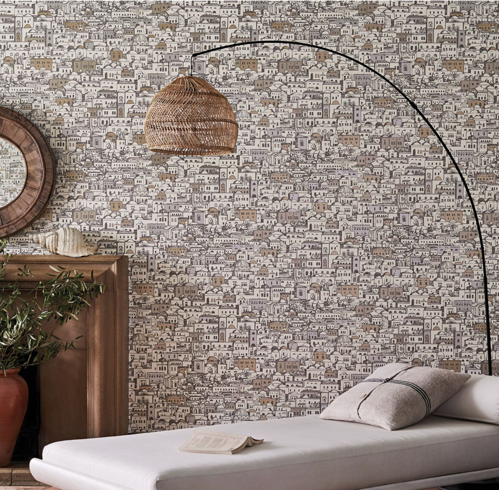 Carta da Parati "Mediterranea  bianca/beige" Fornasetti | COLE & SON