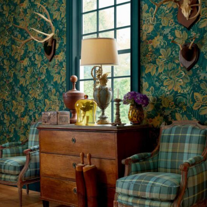Carta da Parati “Night Garden Verde Chiaro” Boxwood | THIBAUT