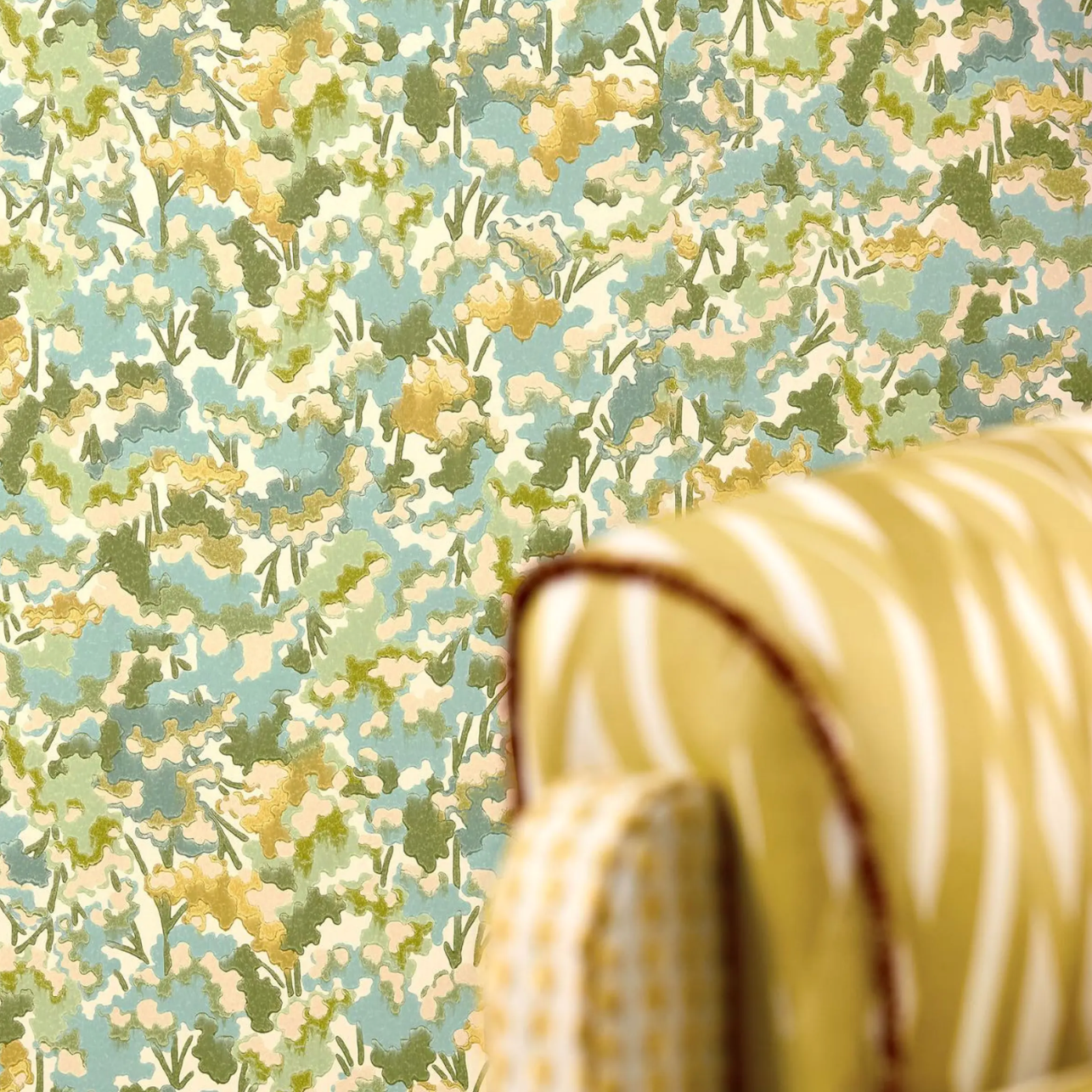 Papier peint « HERBE ADHÉSIVE AQUAMARINE » | HARLEQUIN