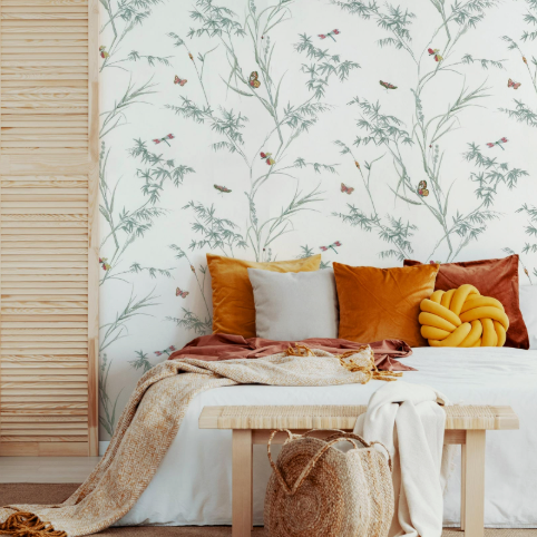 Papier peint « HERBE ADHÉSIVE AQUAMARINE » | HARLEQUIN