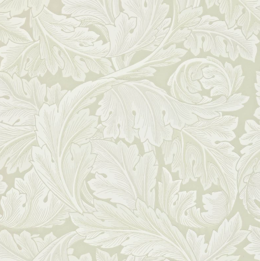 Carta da parati “Acanthus” verde e bianco, catalogo Morris & Friends a metraggio o rotolo