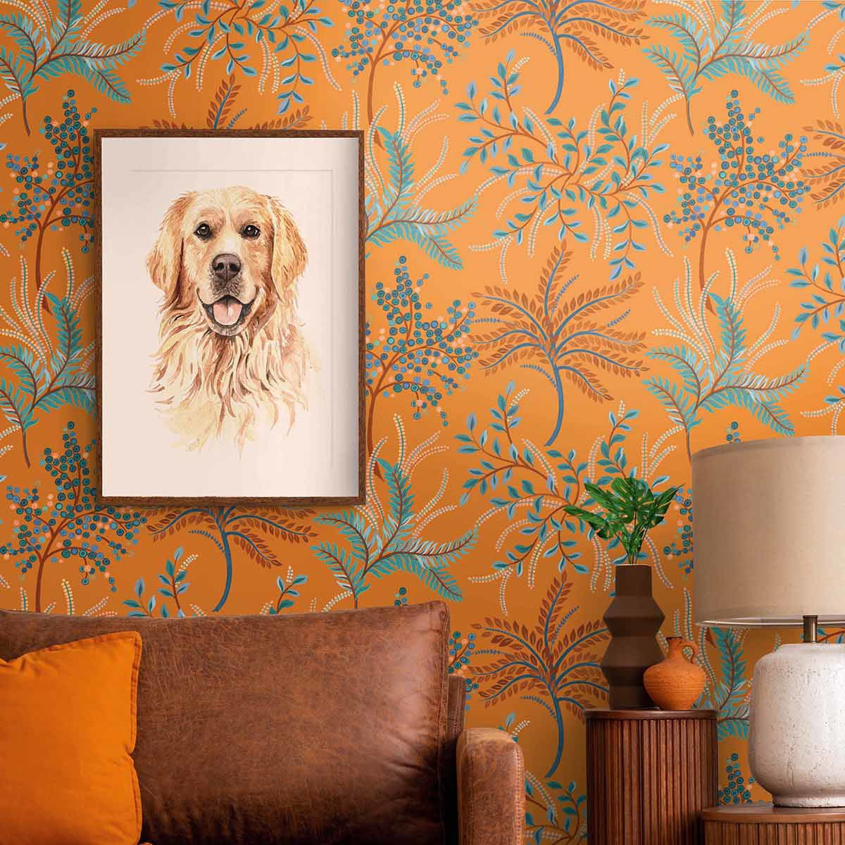 Carta da parati " Bedgebury Arancione/Rosso " - WALLQUEST | MULBERRY TREE