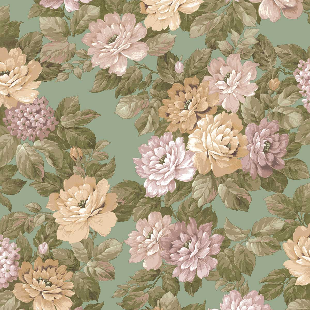 Carta da parati "Bouquet Fiorito Verde Scuro", a metraggio o a rotolo