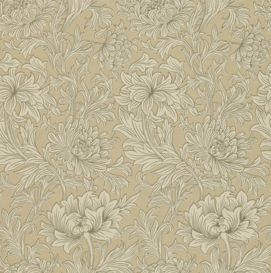 Carta da parati “Chrysanthemum Toile” beige, catalogo Morris & Friends a metraggio o rotolo