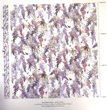 Carta da parati "Wisteria Falls Lilla" - Curios - SANDERSON