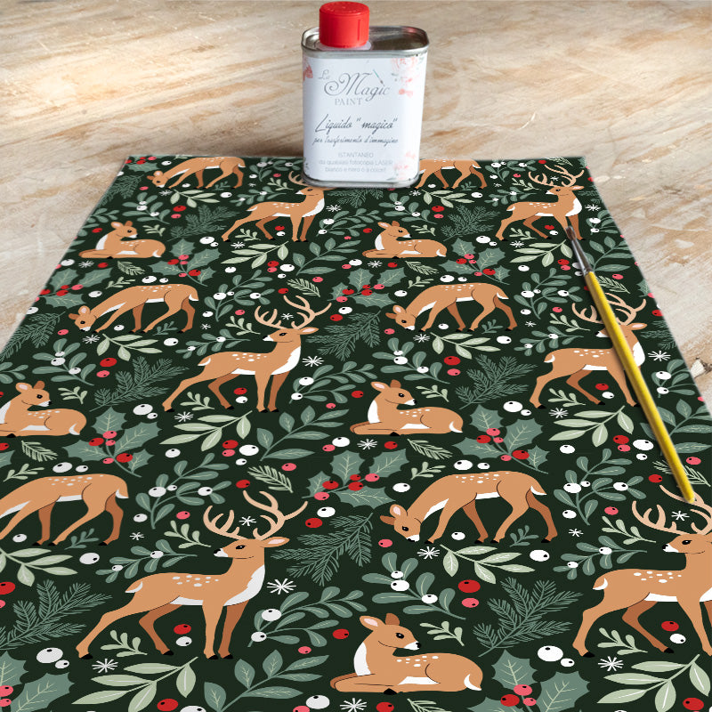 Stampa Trasferibile "NATALE, Cerbiatti di Natale" 28x40 cm
