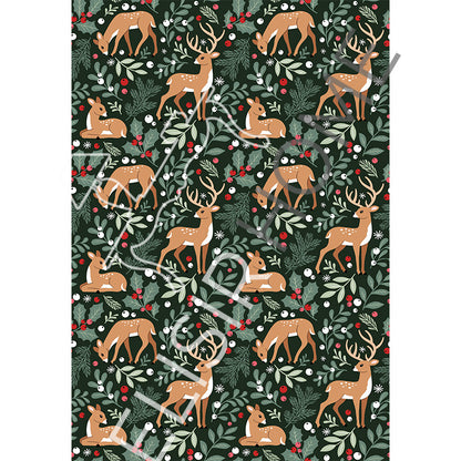 Stampa Trasferibile "NATALE, Cerbiatti di Natale" 28x40 cm