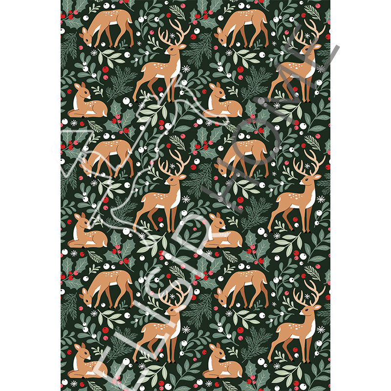 Stampa Trasferibile "NATALE, Cerbiatti di Natale" 28x40 cm