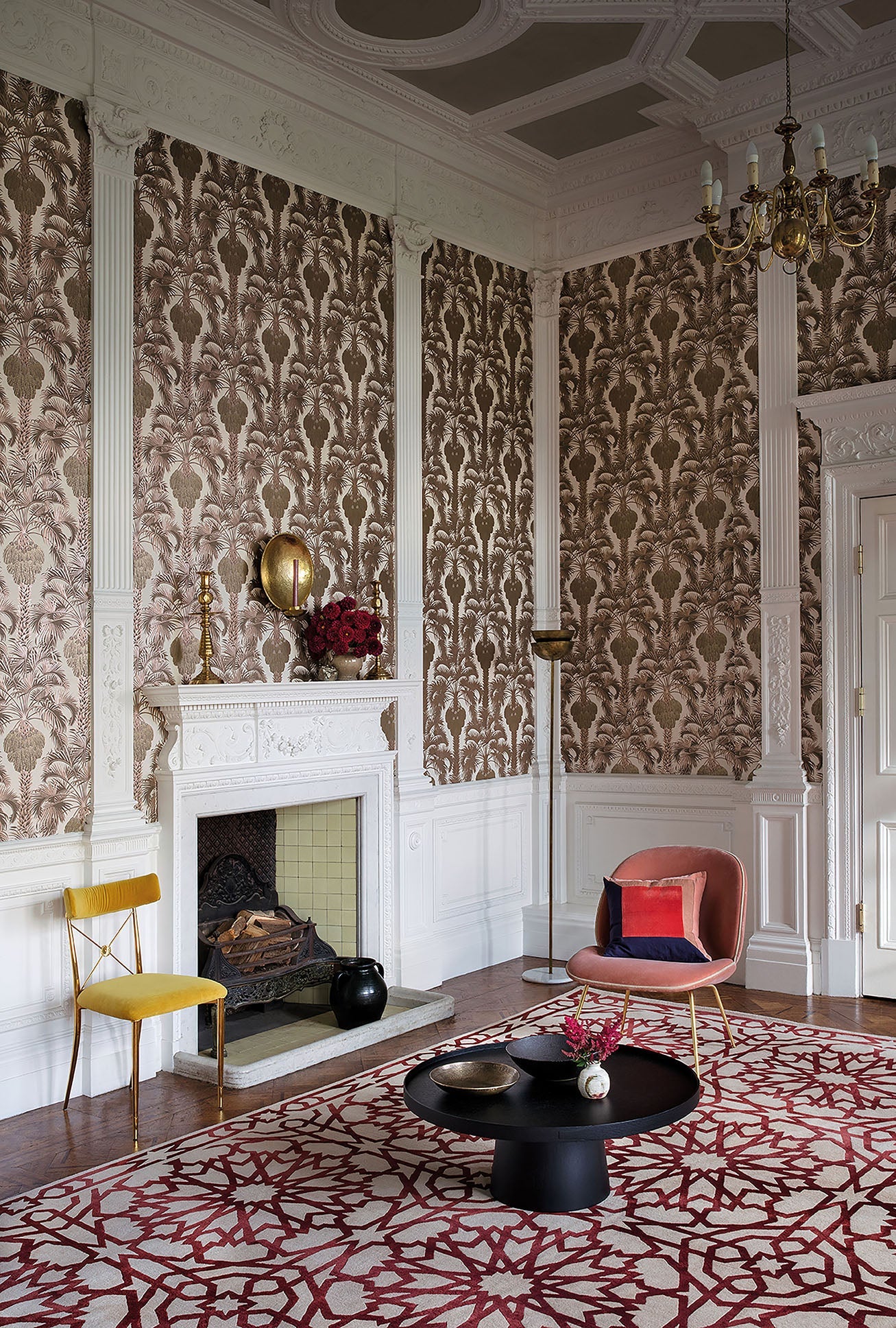 Carta da Parati "MARTYN LAWRENCE BULLARD" Hollywood palm oro rosa e cipria | COLE & SON