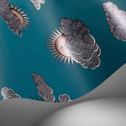 Carta da Parati "SOLI E NUVOLE VERDE ACQUA" Fornasetti | COLE & SON