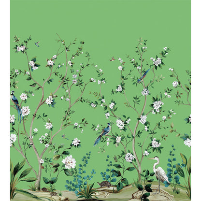 Carta da parati - "Heron Botanical Mural - Emerald Green" | WALLQUEST - DAISY BENNETT