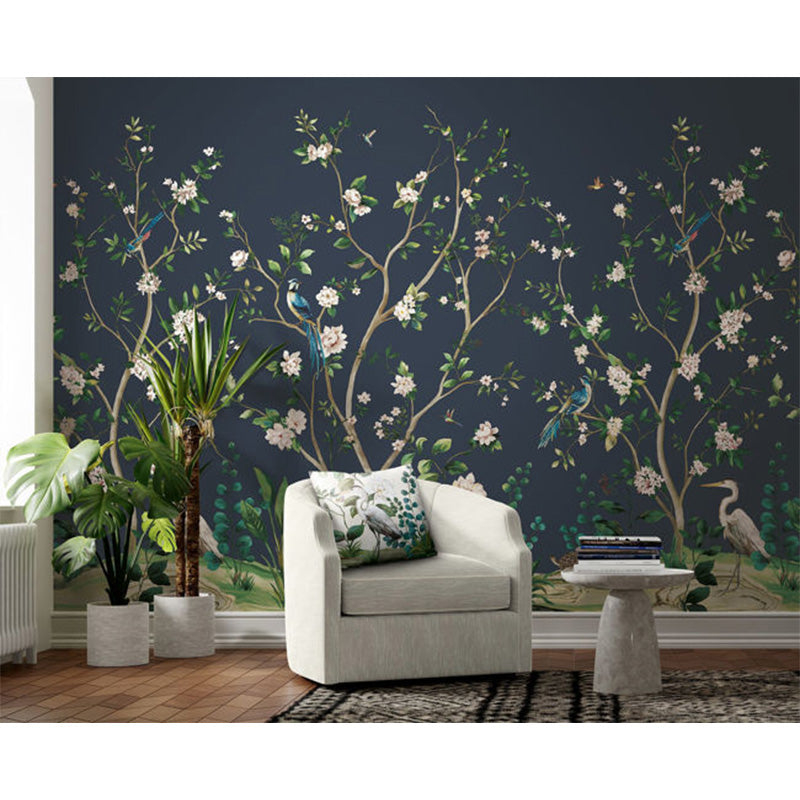 Carta da parati - "Heron Botanical Mural - Admiral Blue" | WALLQUEST - DAISY BENNETT